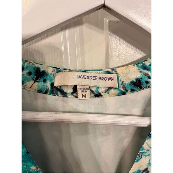 Lavender Brown Aqua Blue Swirl Print Sleeveless Dress sz M EUC - Picture 4 of 7